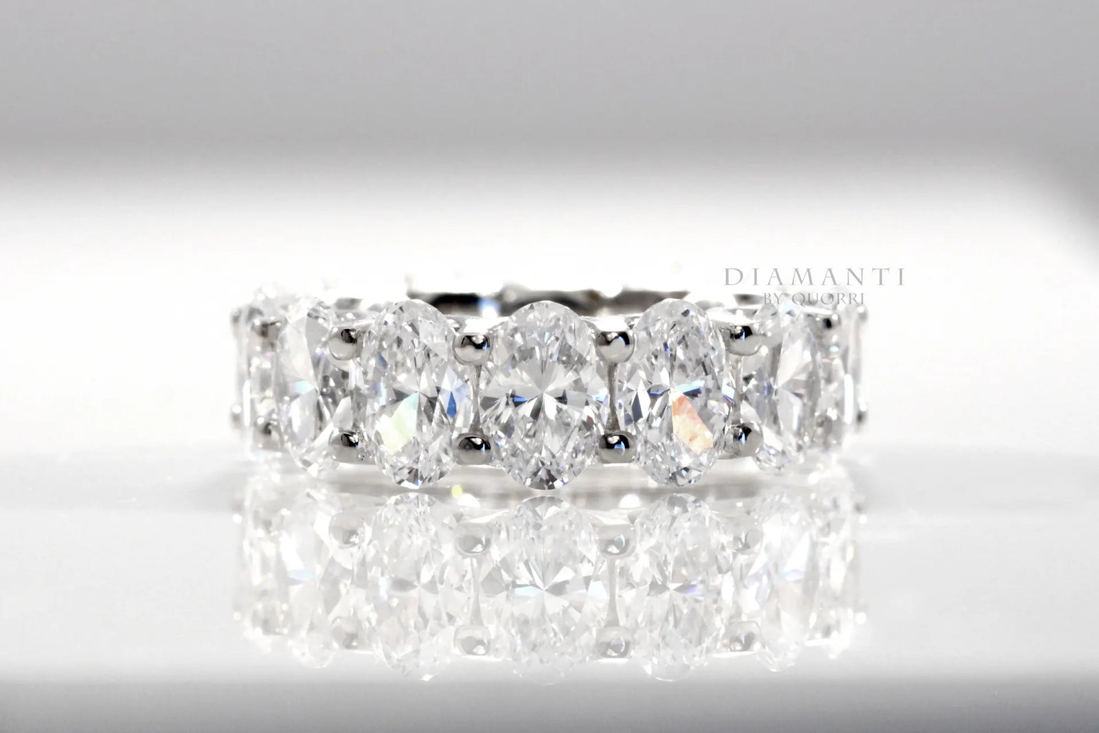 Daniel k inspired u-eternity 18k white gold 3 carat oval lab diamond eternity ring Quorri Canada