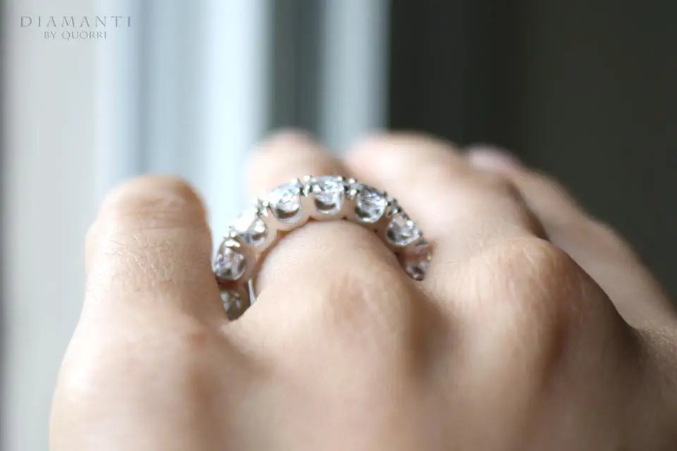 white gold affordable designer 2.5ct.tw round brilliant lab diamond u-eternity ring Quorri