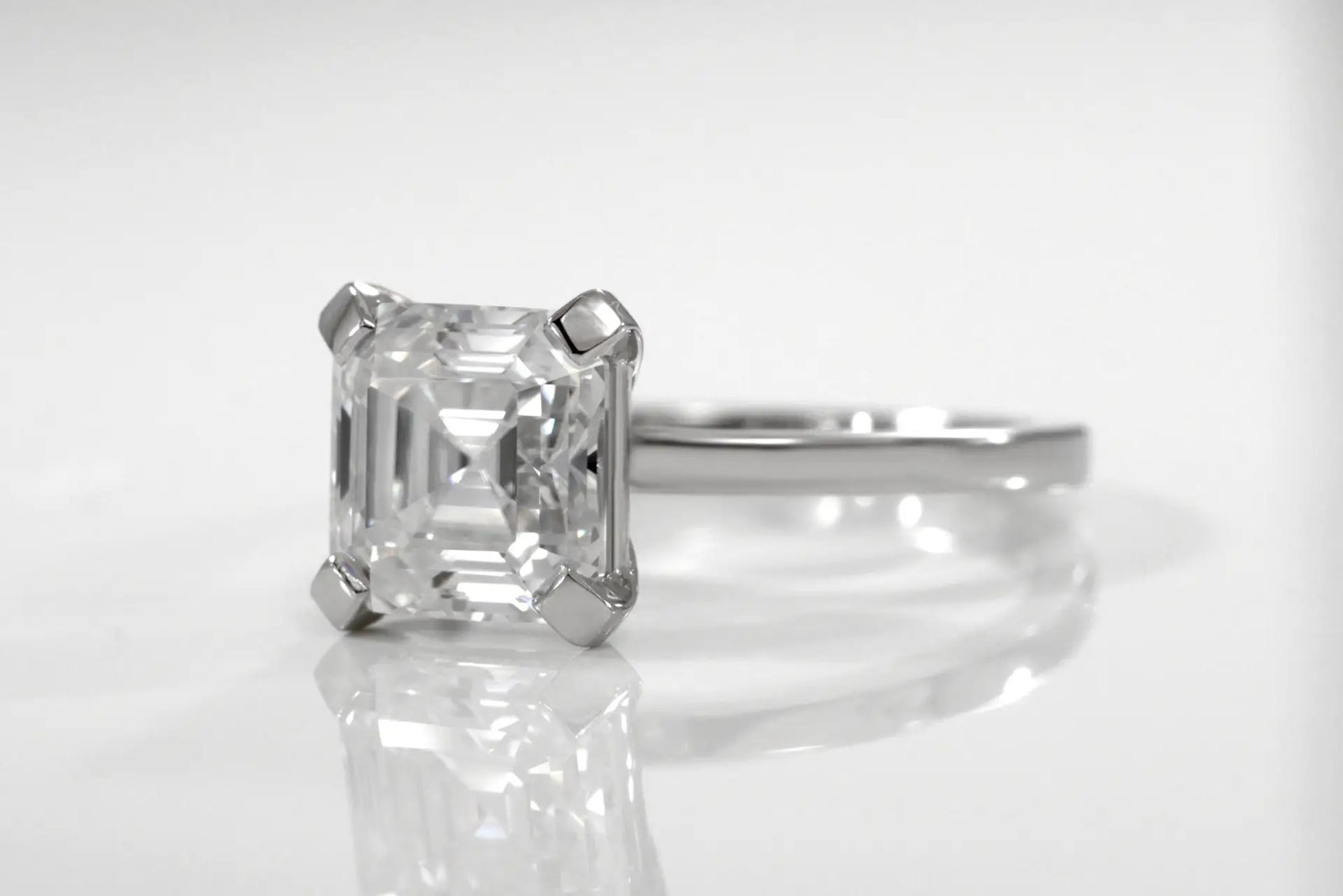 18k white gold 2 .5 carat Asscher lab diamond solitaire engagement ring Quorri