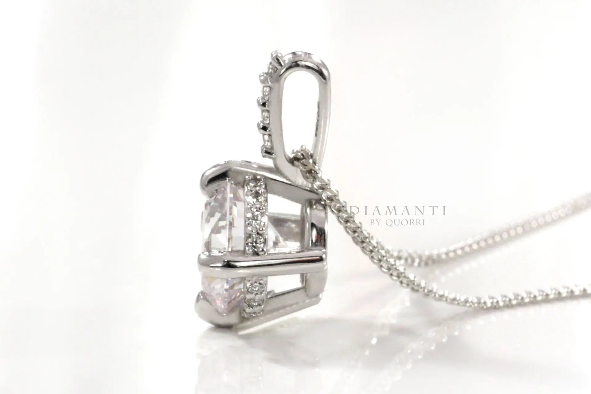 accented round brilliant lab diamond solitaire pendant Quorri