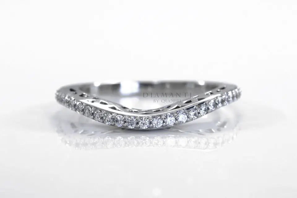 affordable hand engraved round accented lab diamond wedding band Quorri