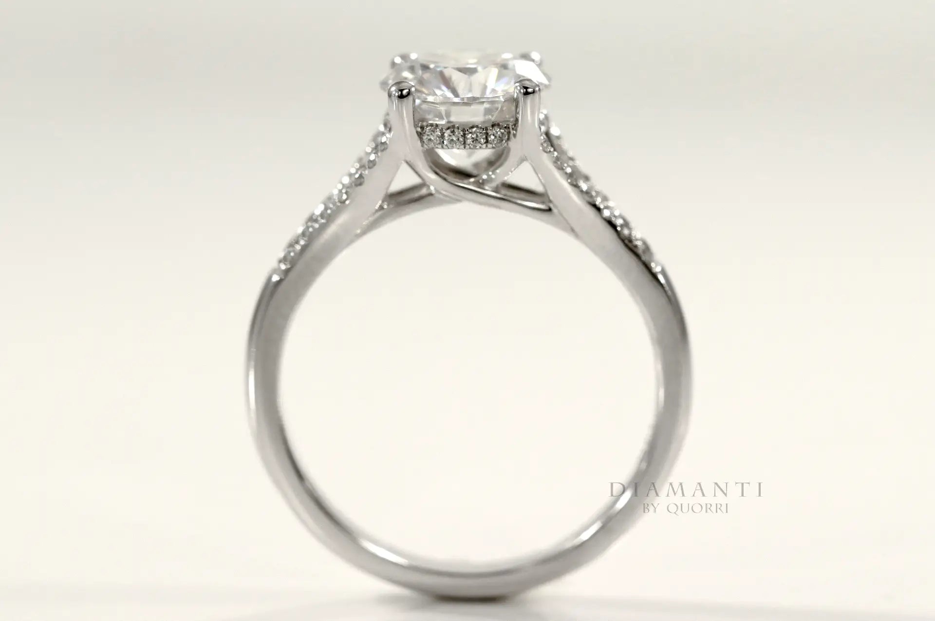 18k white gold affordable designer accented split band 2 carat round lab diamond engagement ring Quorri