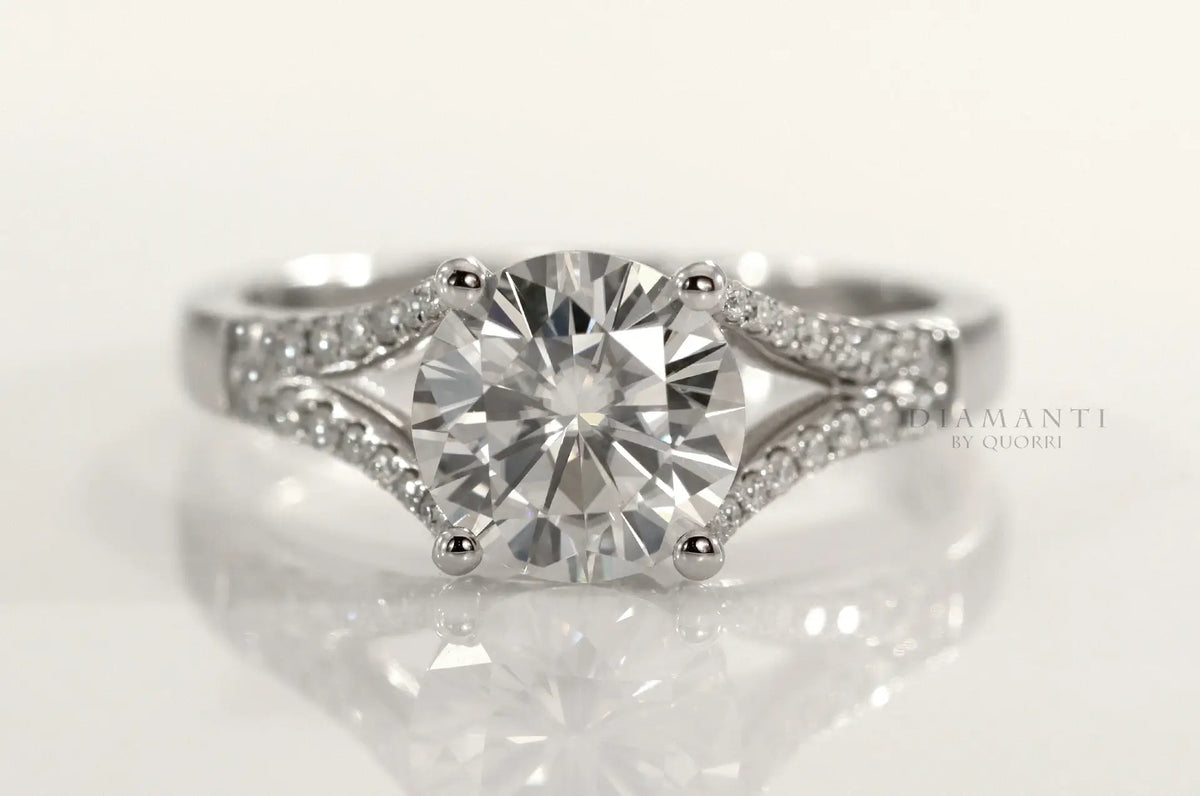 affordable designer accented split band round lab diamond engagement ring Quorri