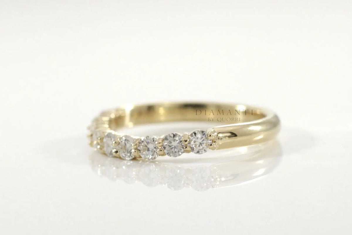 18k yellow gold round accented lab created diamond wedding bands Quorri Canada