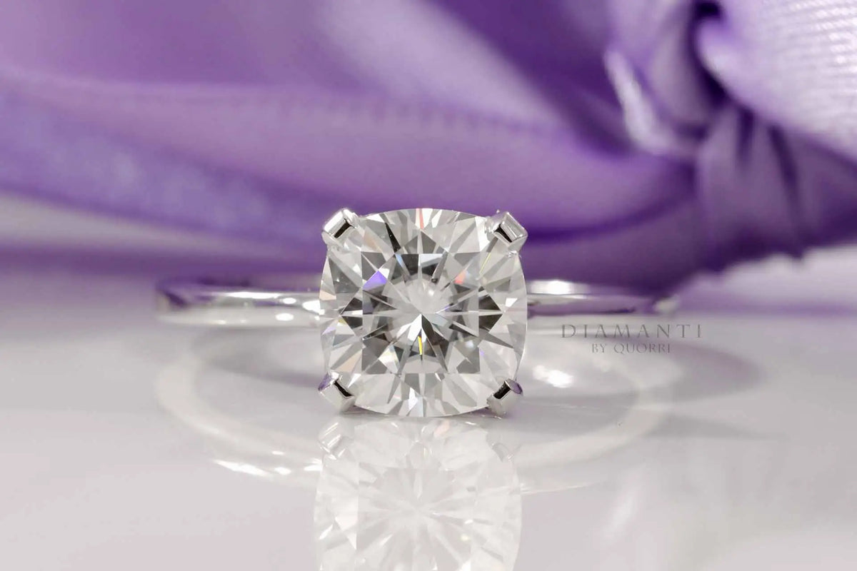 accented under halo 2ct cushion lab diamond engagement ring