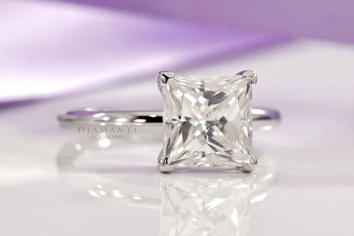 affordable 18k white gold princess lab diamond engagement ring Quorri