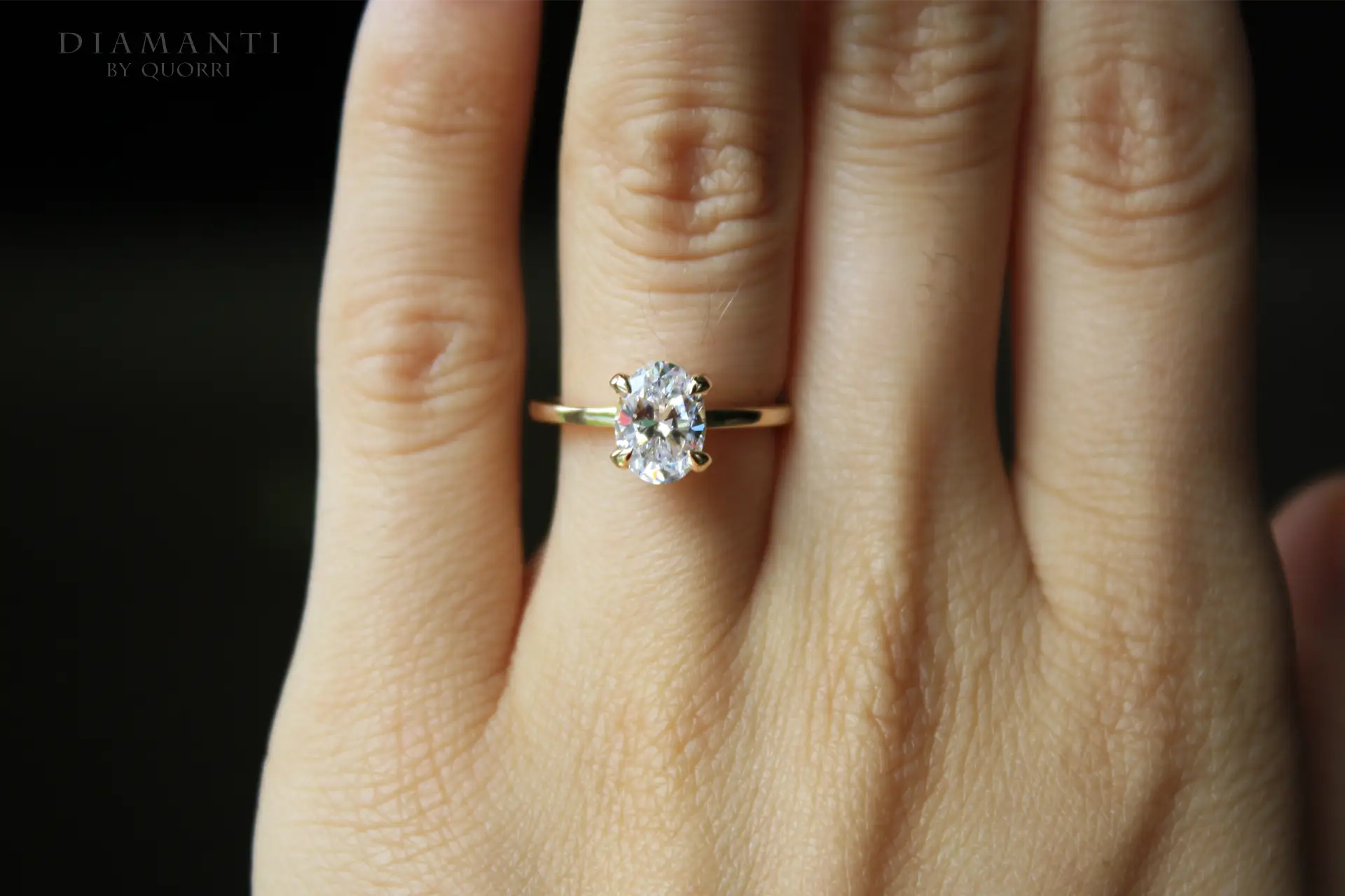 18k yellow gold claw 4 prong 2.25 carat oval lab diamond engagement ring Quorri