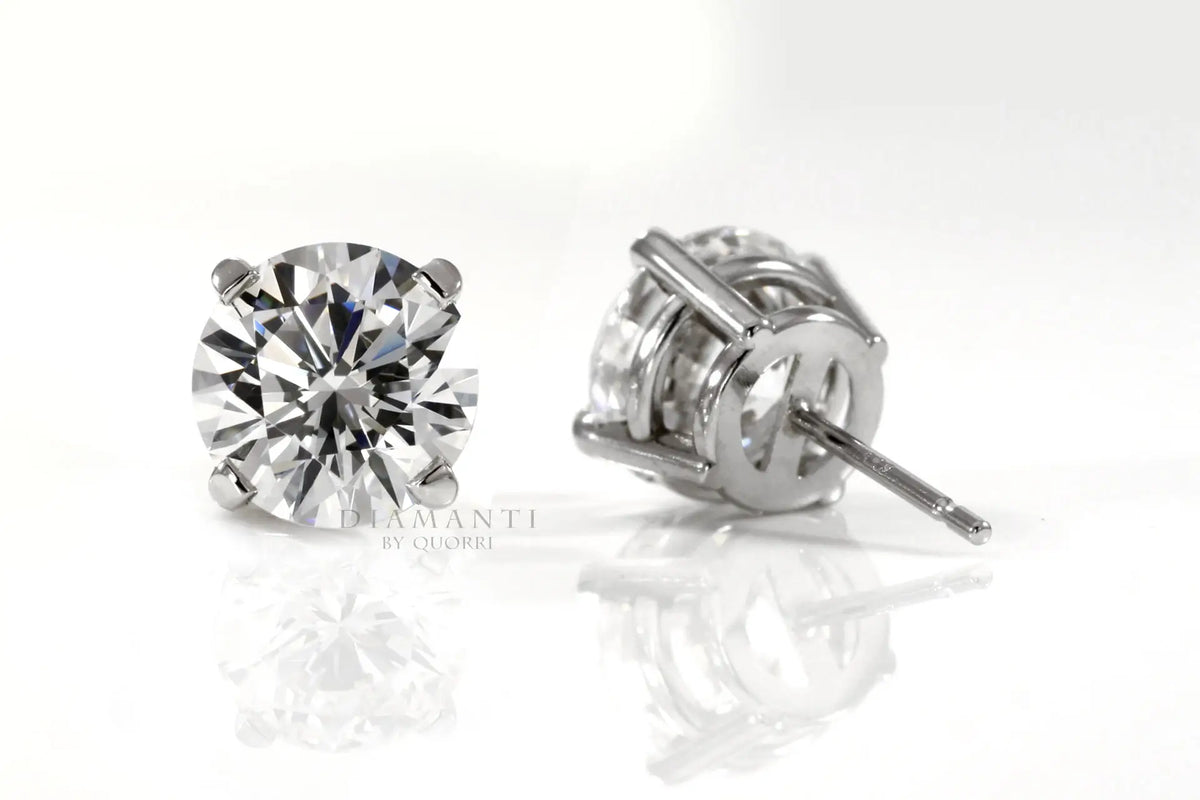 affordable four prong white gold lab grown diamond stud earrings