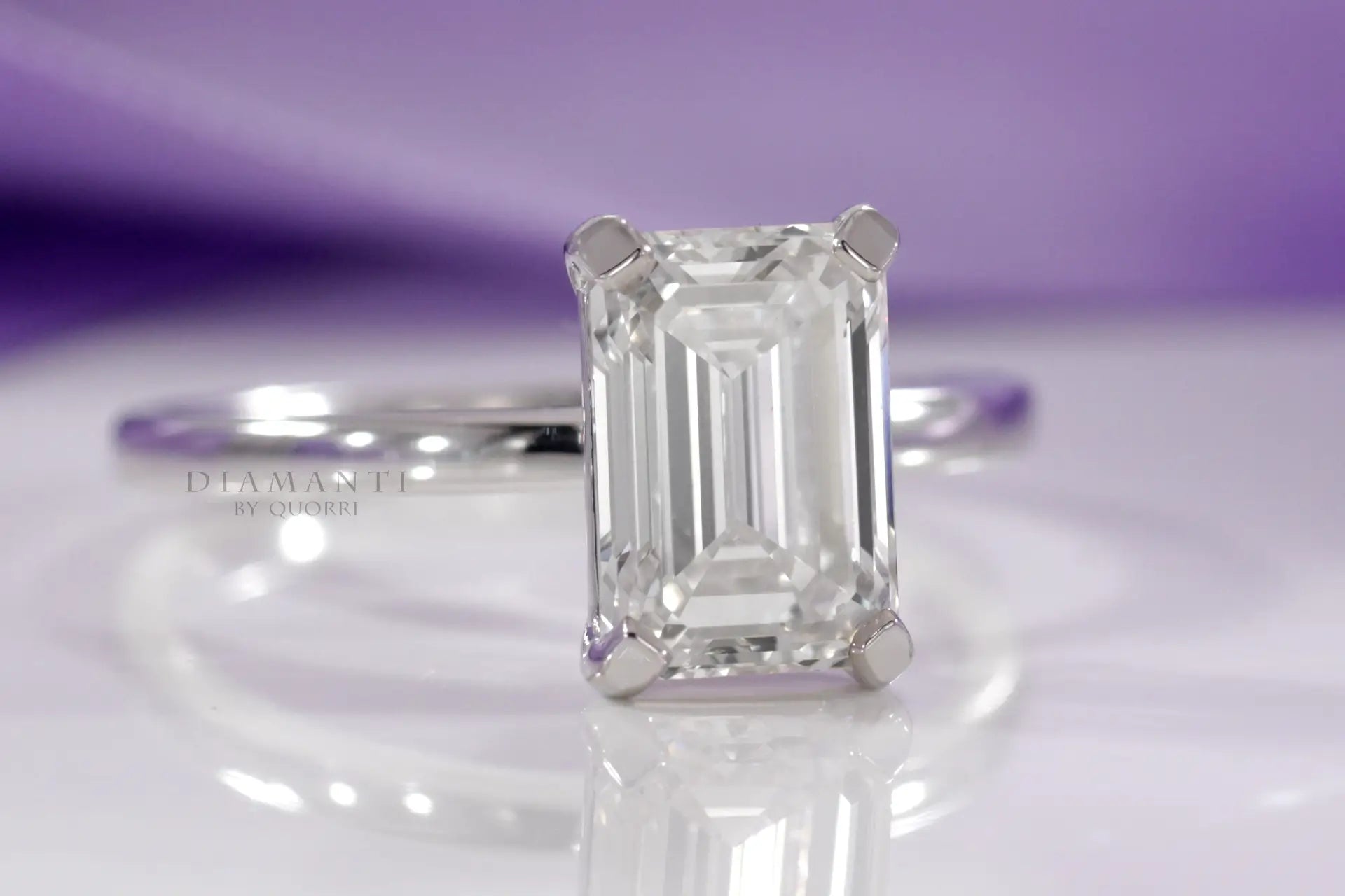 affordable 18k white gold emerald lab grown diamond engagement ring Quorri Toronto Canada