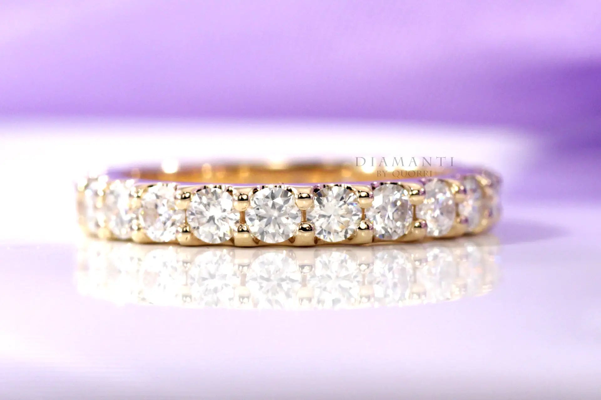 18k yellow gold round brilliant 3 ct.tw lab created diamond eternity band Quorri