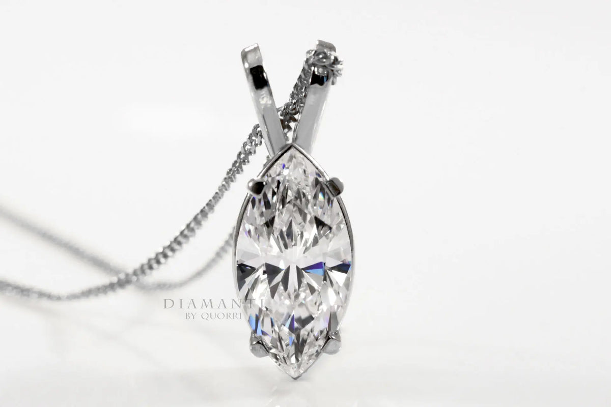 designer marquise lab diamond solitaire pendant Quorri