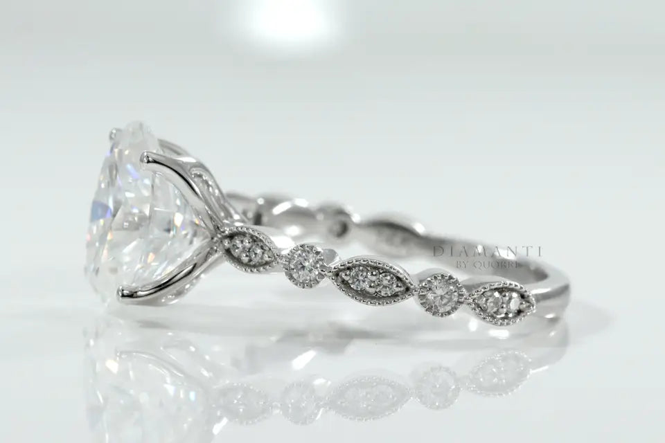 Platinum designer 2.5 carat oval lab grown diamond engagement ring Quorri