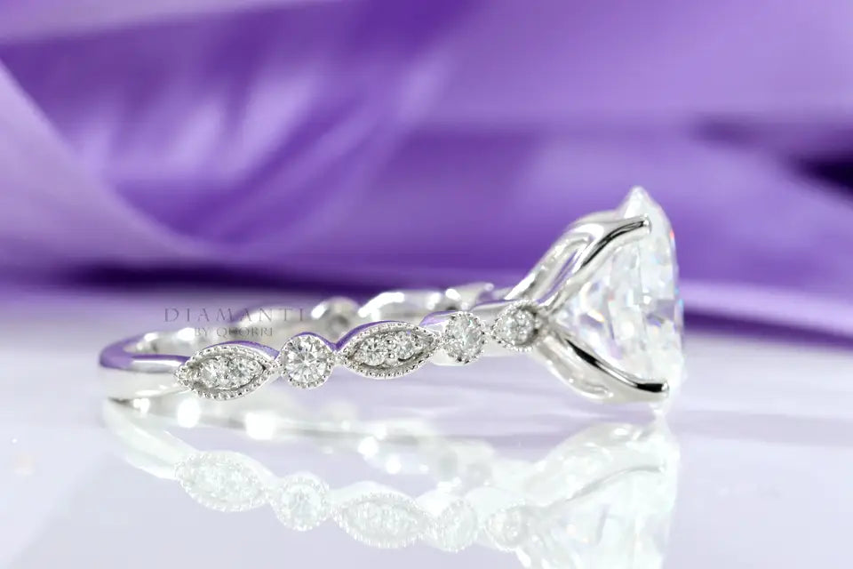 14k white gold designer 2.5 carat oval lab diamond engagement ring Quorri