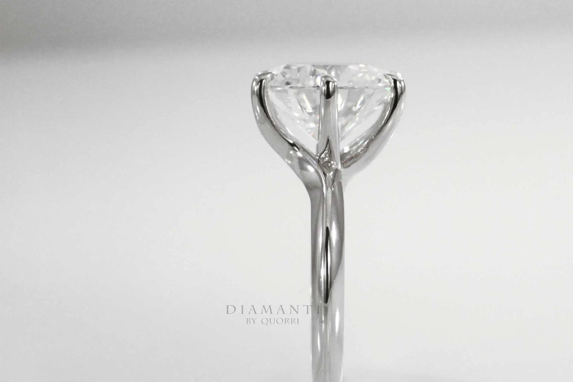 designer nature inspired 6 claw prong white gold 3.5 carat diamond engagement ring Quorri