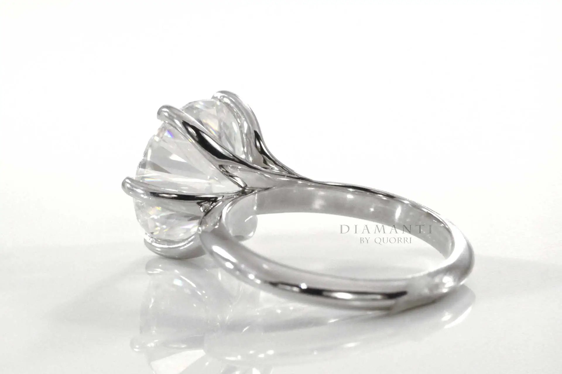 nature inspired designer six claw prong platinum 2.5 carat diamond engagement ring Quorri