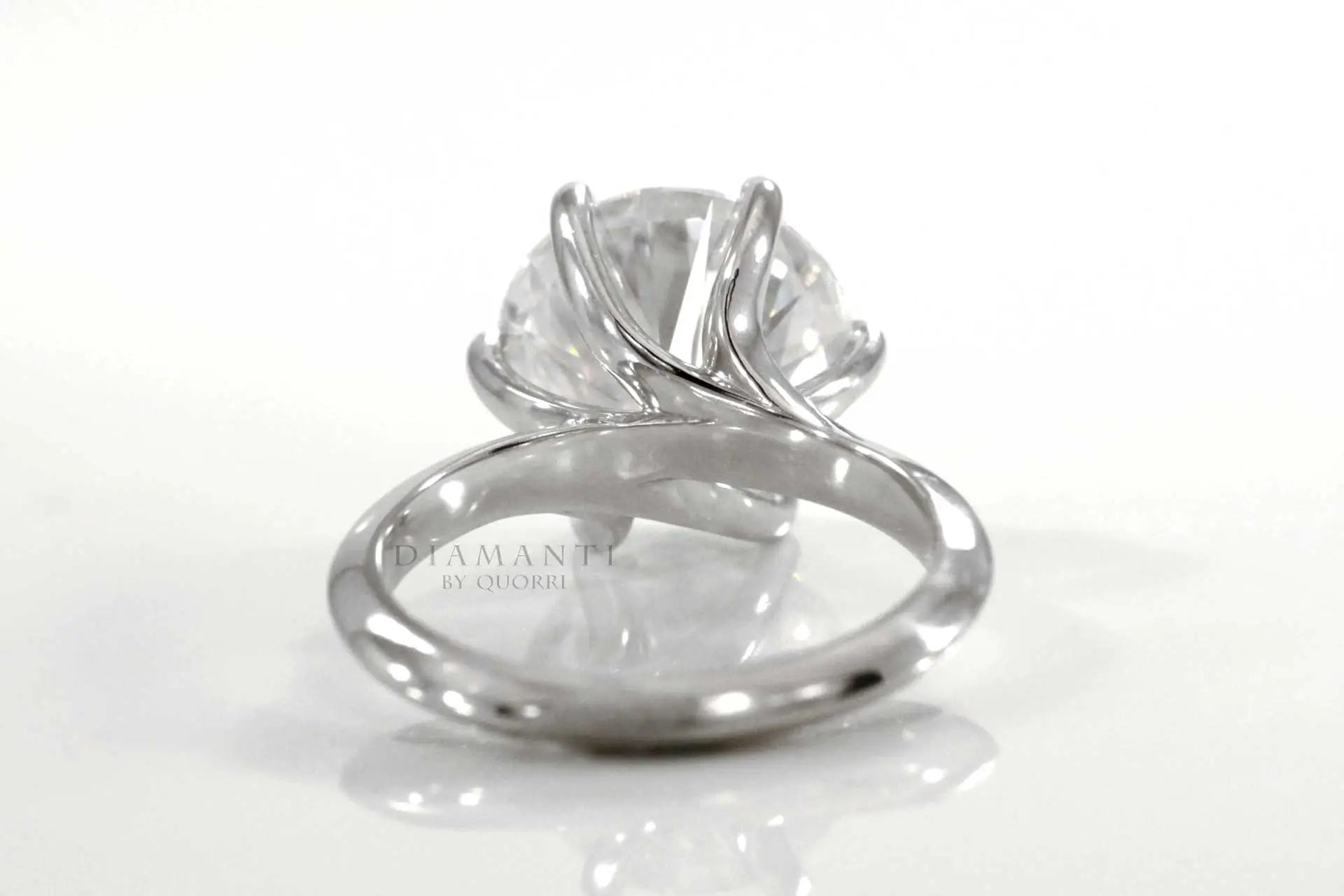 designer nature inspired 6 claw prong white gold 3.5 carat lab diamond solitaire engagement ring Quorri Canada