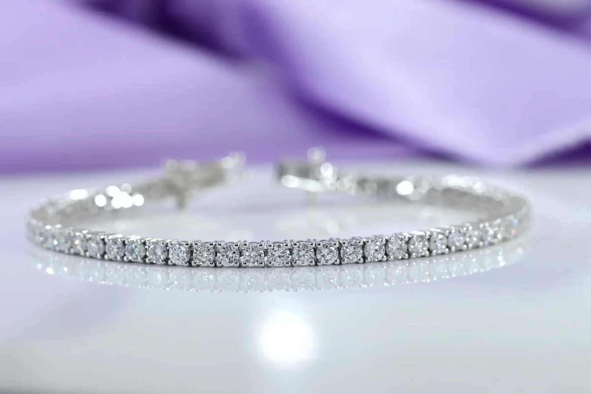 14k white gold 3ct.tw round lab diamond tennis bracelet Quorri