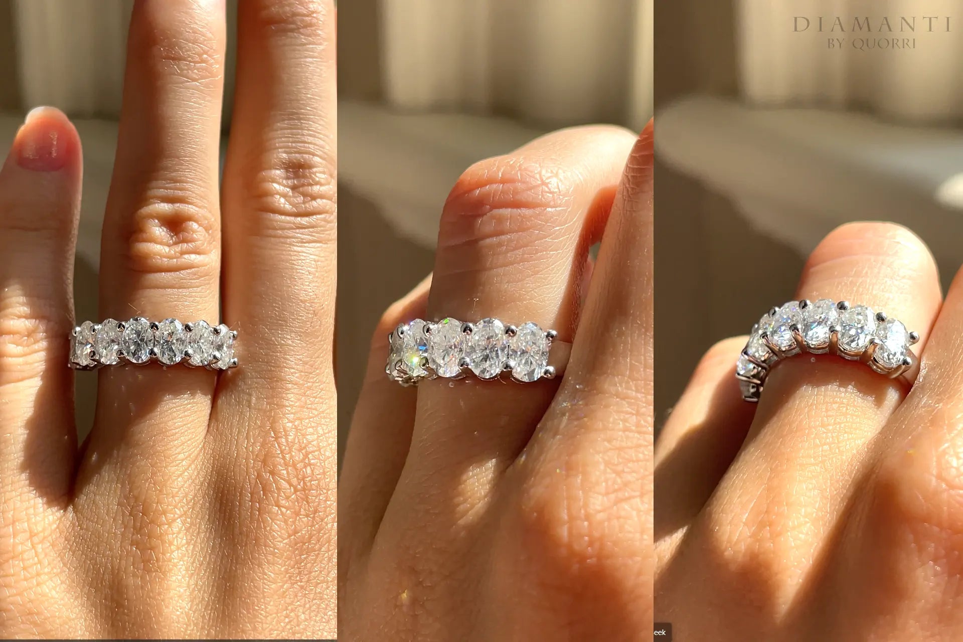 designer platinum 7-stone 4 carat oval diamond wedding or anniversary ring Quorri