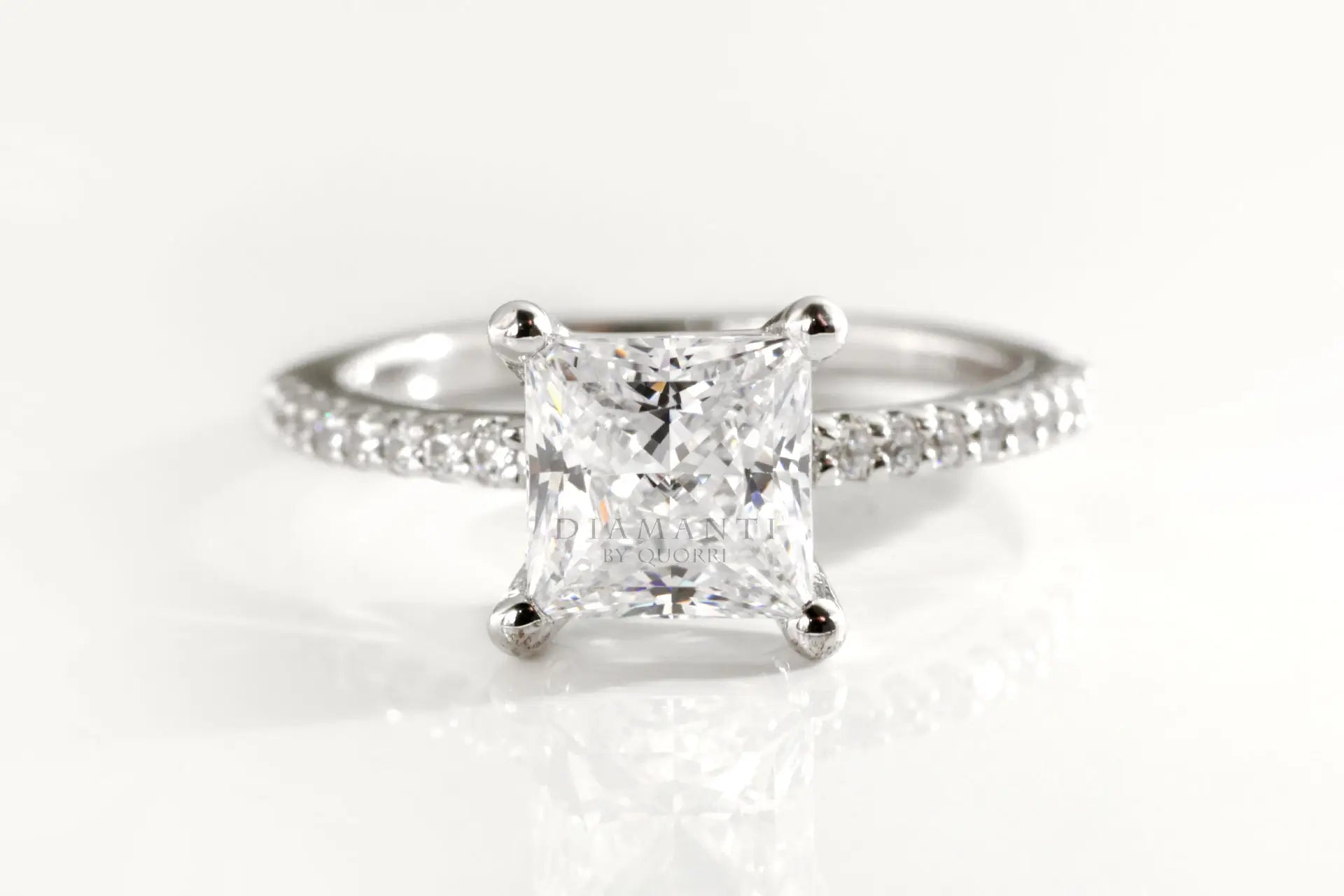 18k white gold accented affordable princess lab diamond engagement ring Quorri