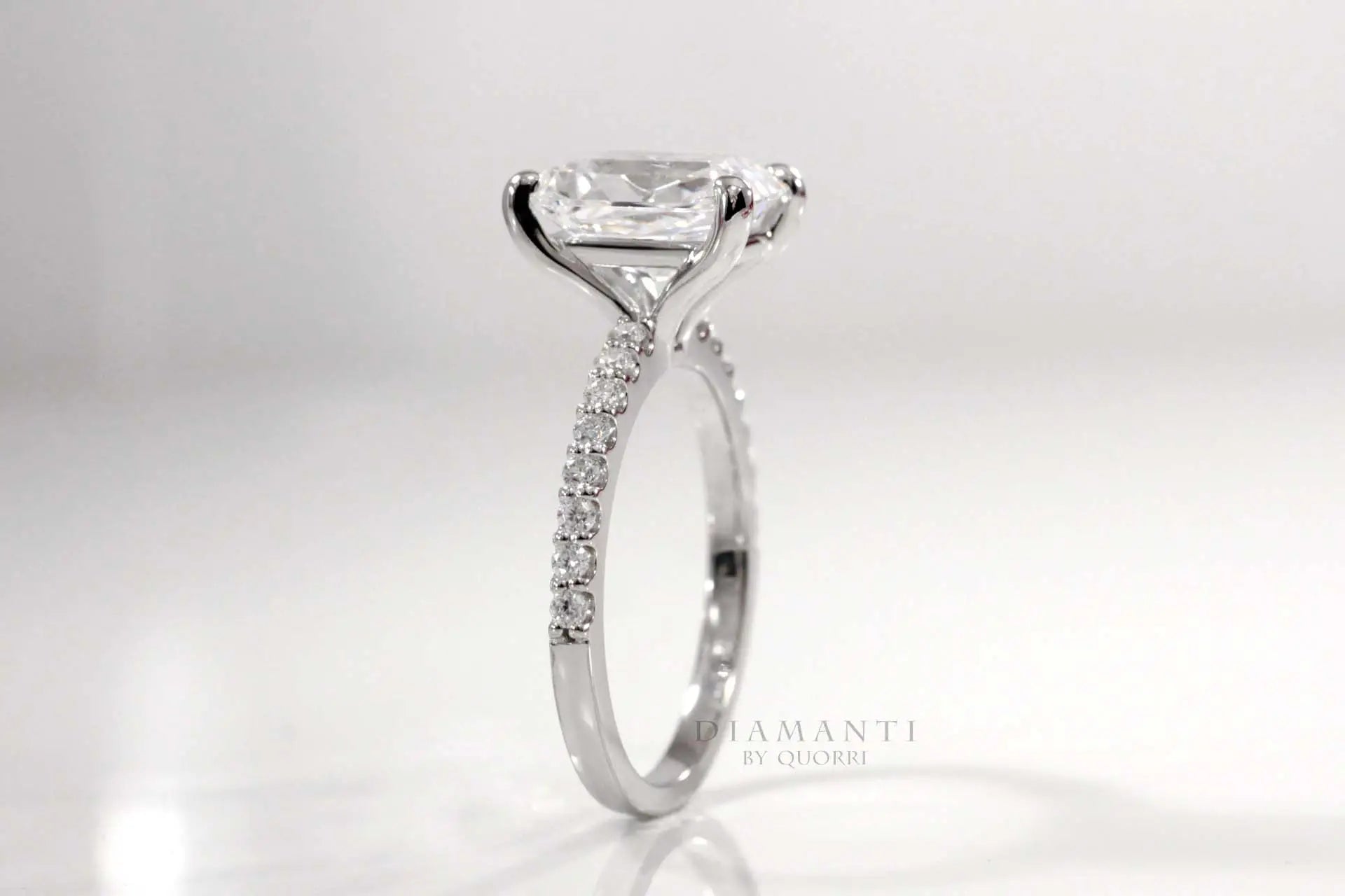platinum accented affordable 3 carat princess lab diamond engagement ring Quorri