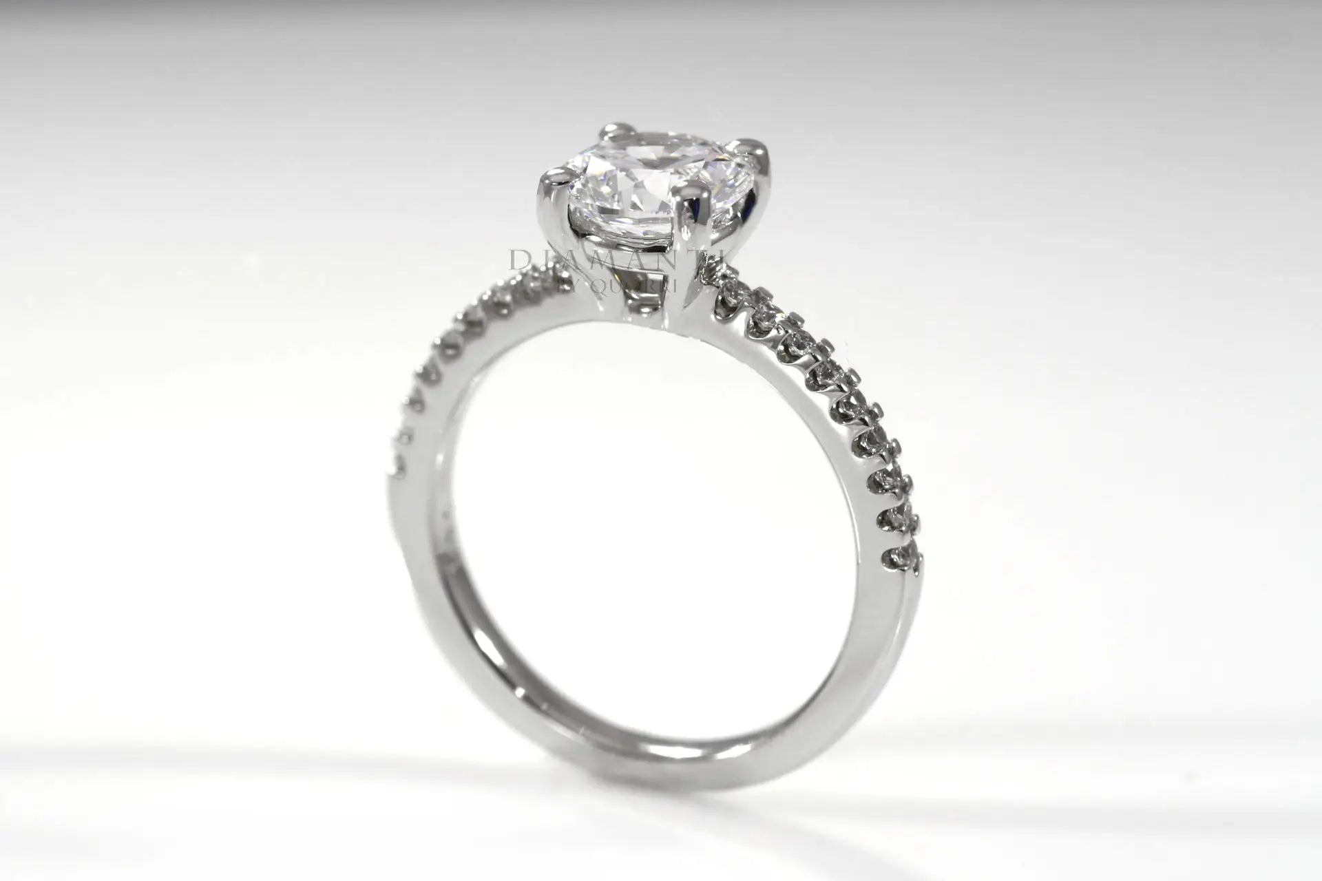 1 carat 14k white gold accented round lab made diamond engagement ring Quorri