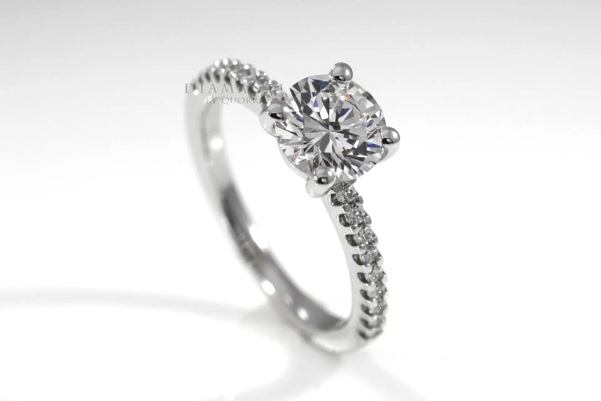 18k white gold accented 1.25 carat round diamond engagement ring Quorri