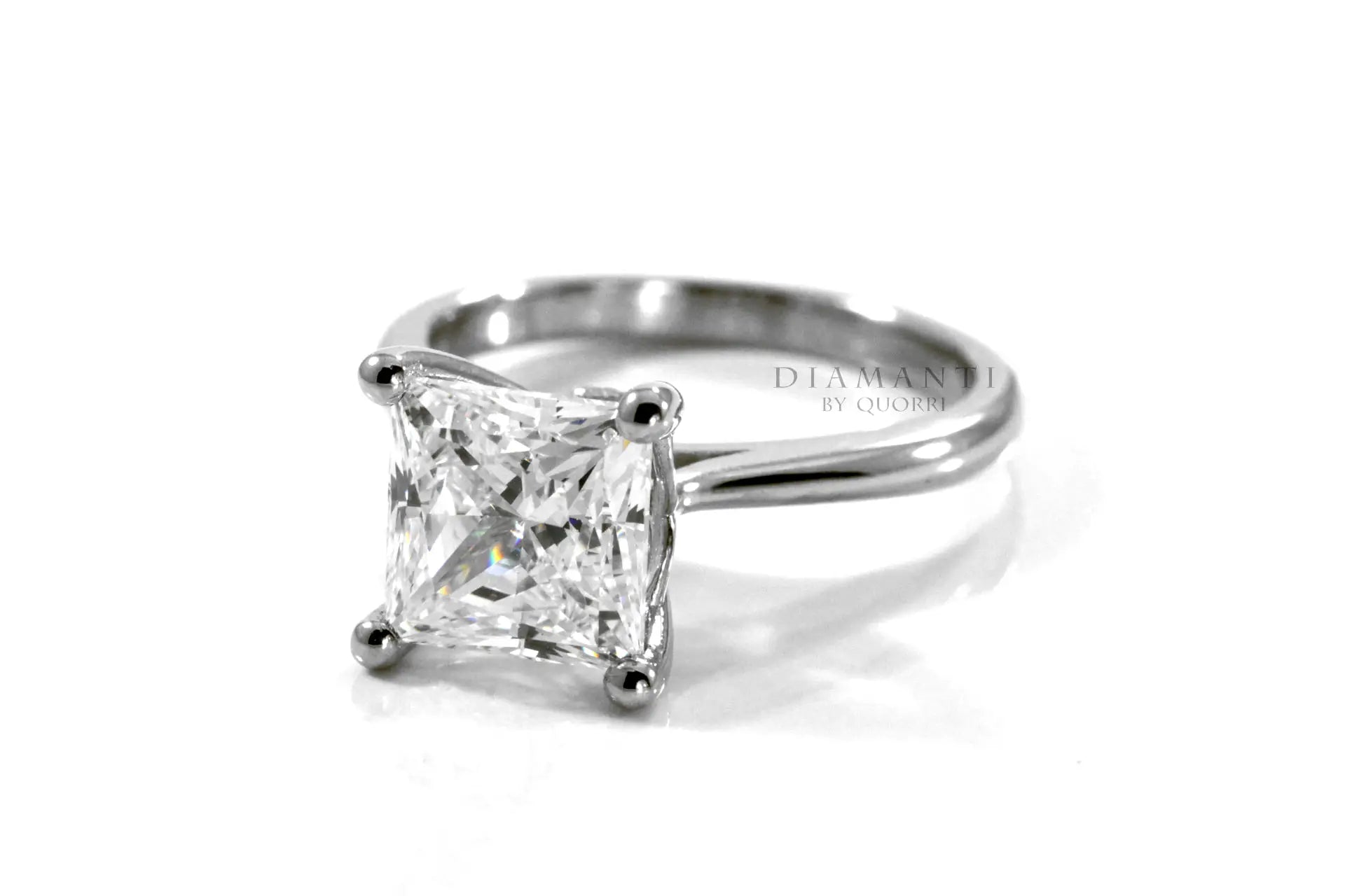 gold and platinum affordable princess cut lab grown diamond solitaire engagement ring