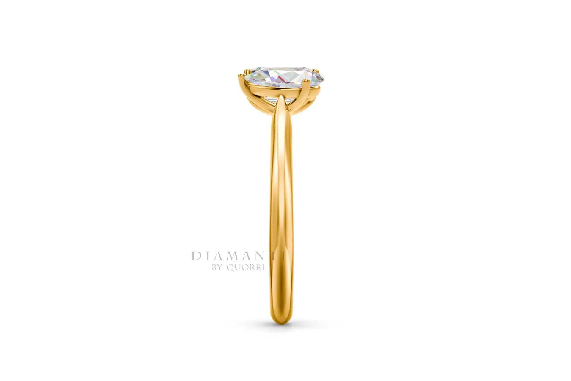 18k yellow gold designer Toi et Moi 1 carat emerald and 1 carat pear lab diamond and gemstone ring Quorri