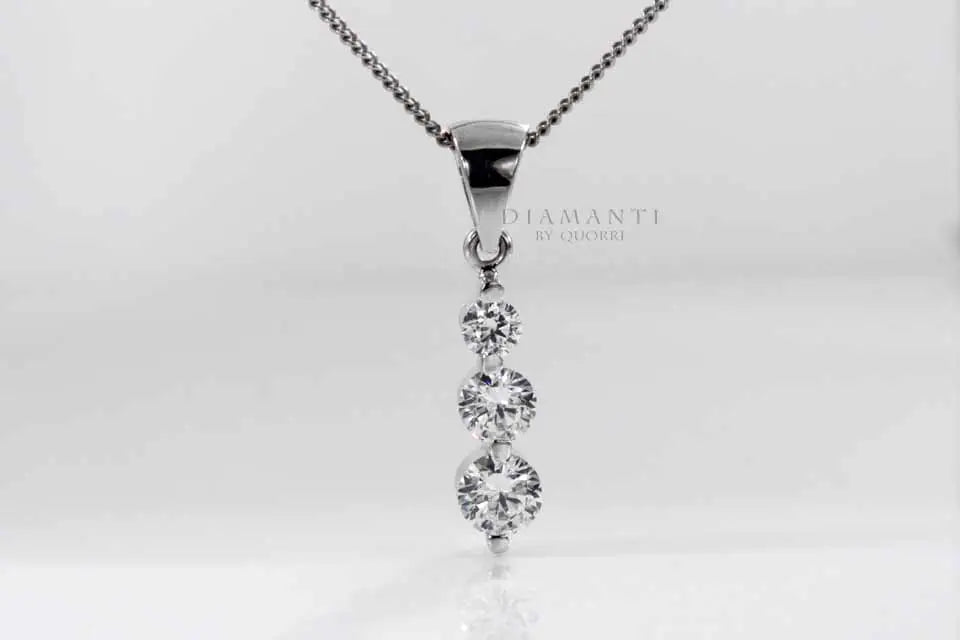designer 1ct.tw round trilogy solitaire lab diamond pendant Quorri