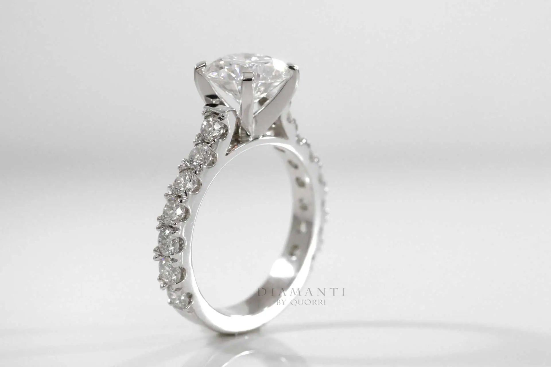 designer large accented 3ct round lab diamond engagement ring Quorr Canadai