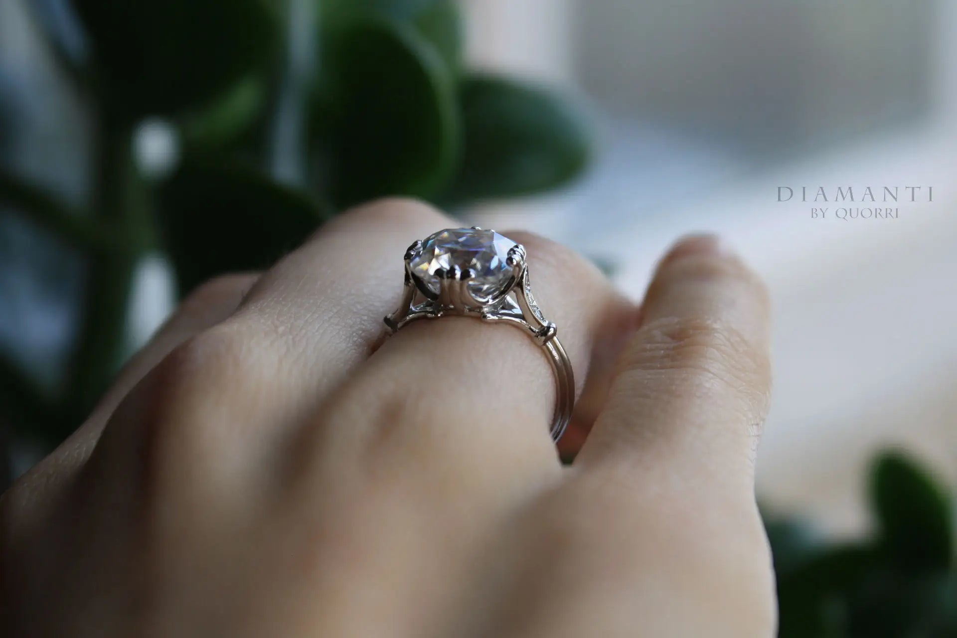 14k white 3 carat designer vintage claw prong cushion lab made diamond engagement ring Quorri