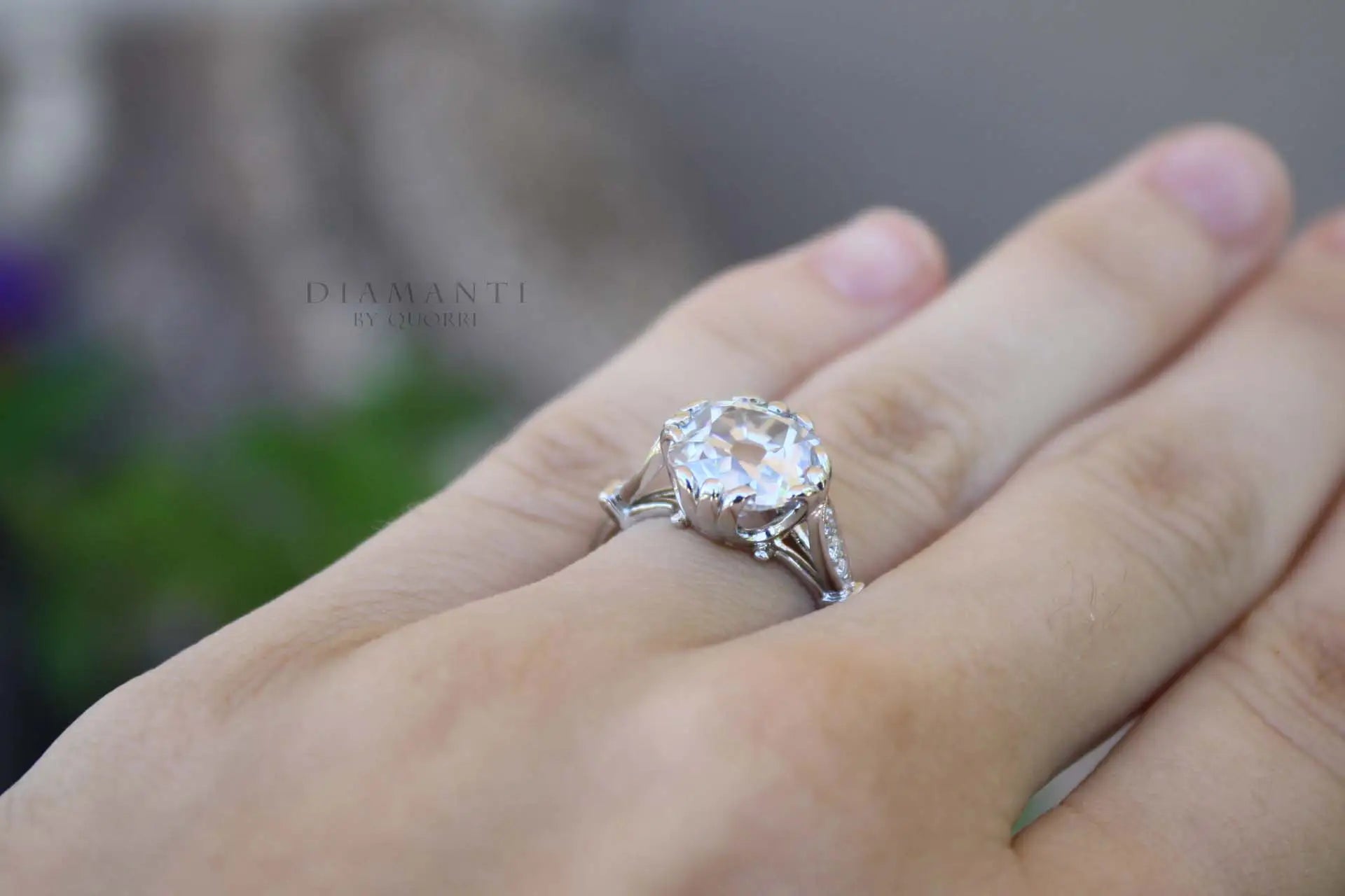 vintage claw prong cushion lab diamond engagement ring Quorri