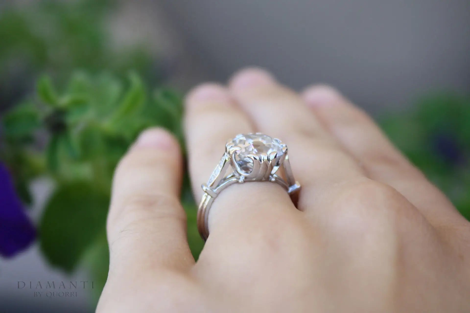 2 carat designer antique claw prong cushion lab grown diamond engagement ring Quorri