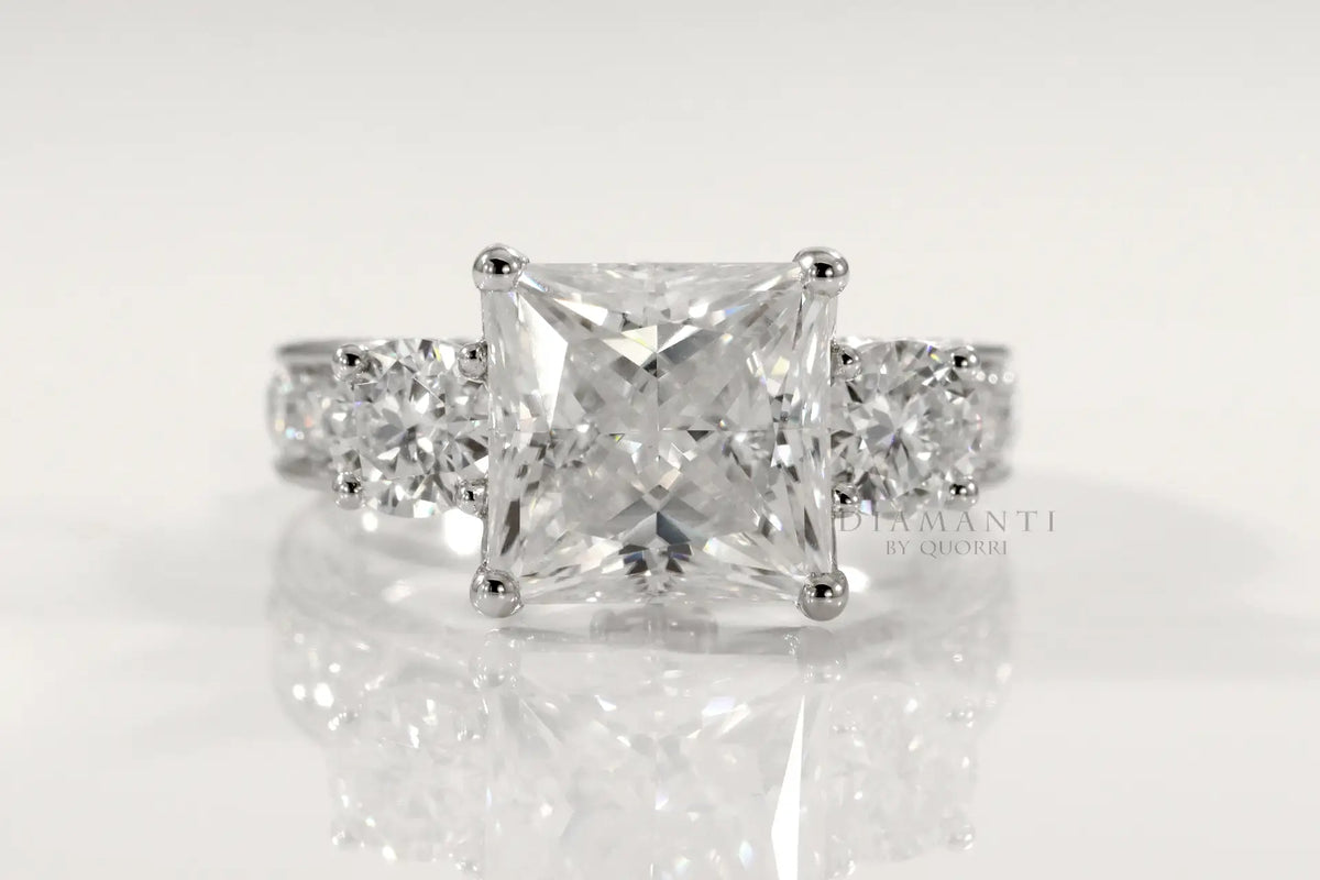 vera wang inspired princess three stone lab diamond engagement ring Quorri