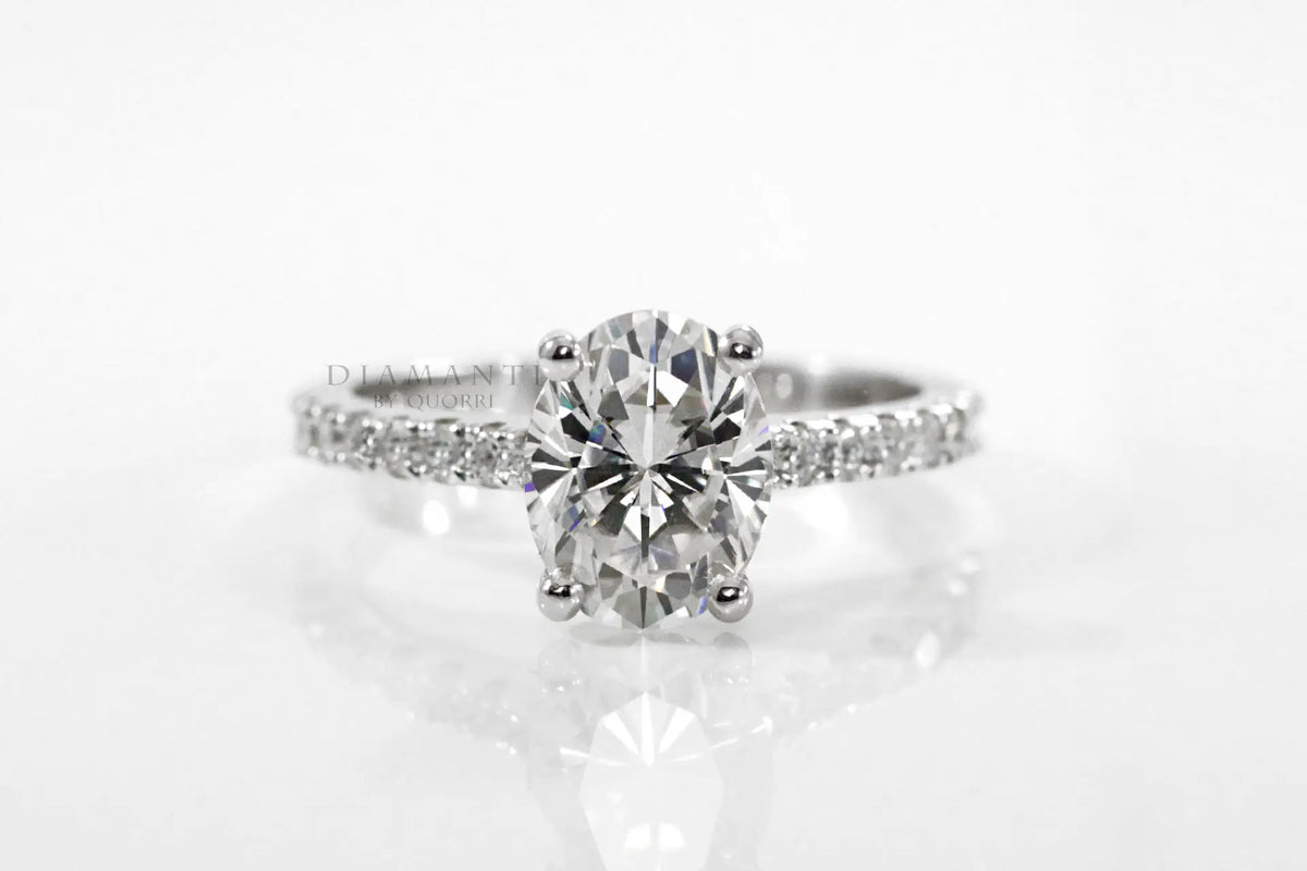 affordable accented oval lab diamond engagement ring Quorri