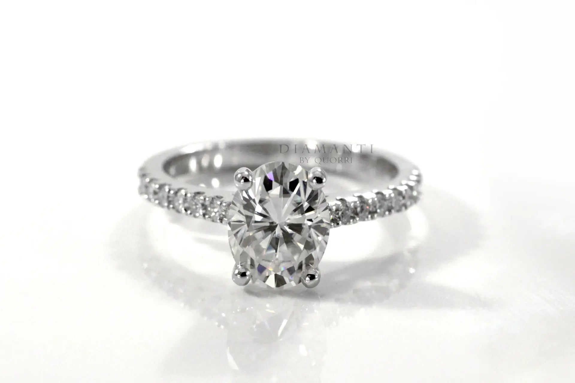 18k white gold affordable accented 2.5 carat oval lab diamond engagement ring Quorri
