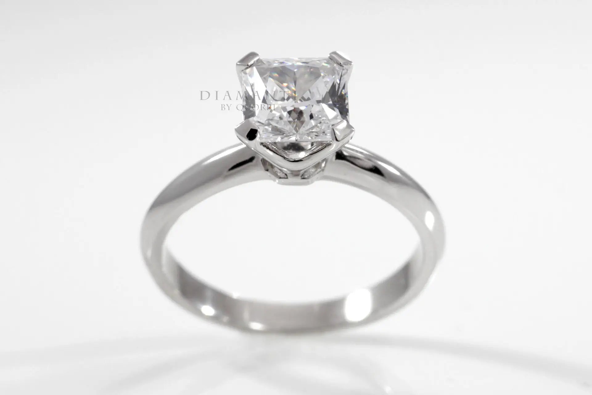affordable 14k white gold 2 carat princess lab diamond solitaire engagemrent ring Quorri