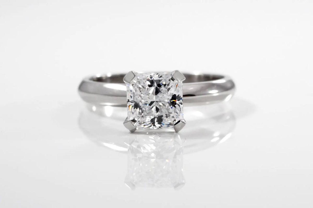 affordable white gold princess lab diamond solitaire engagemrent ring Quorri