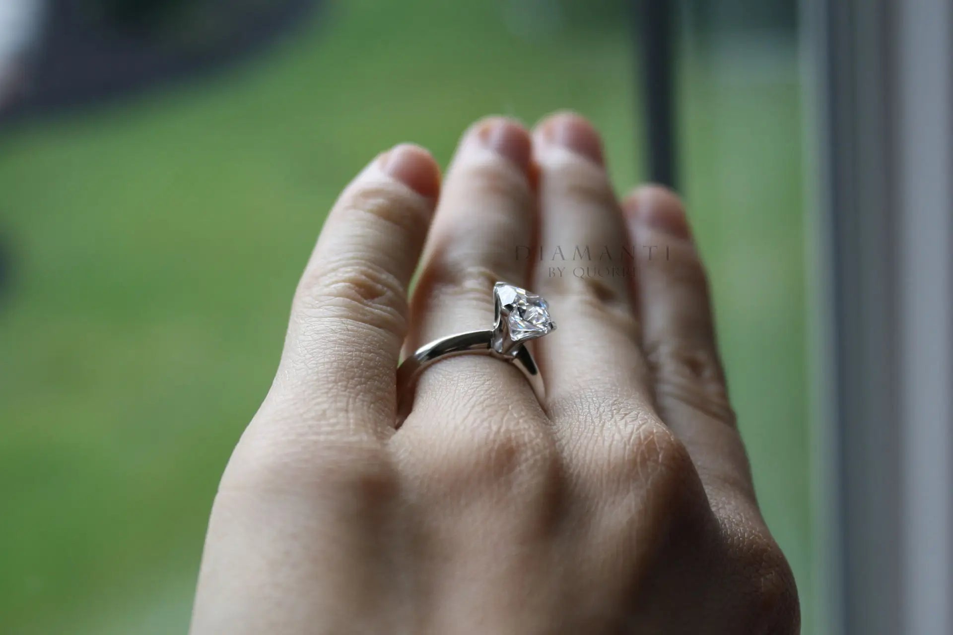 affordable platinum 1.5 carat  princess lab diamond solitaire engagemrent ring Quorri