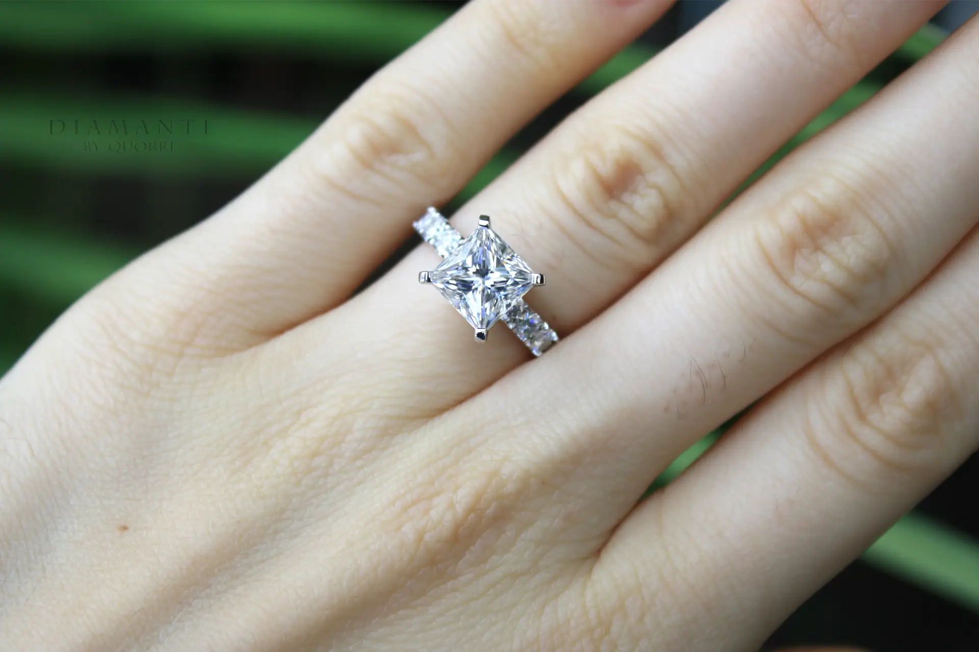 white gold 4 carat princess lab created diamond engagement ring Quorri Canada