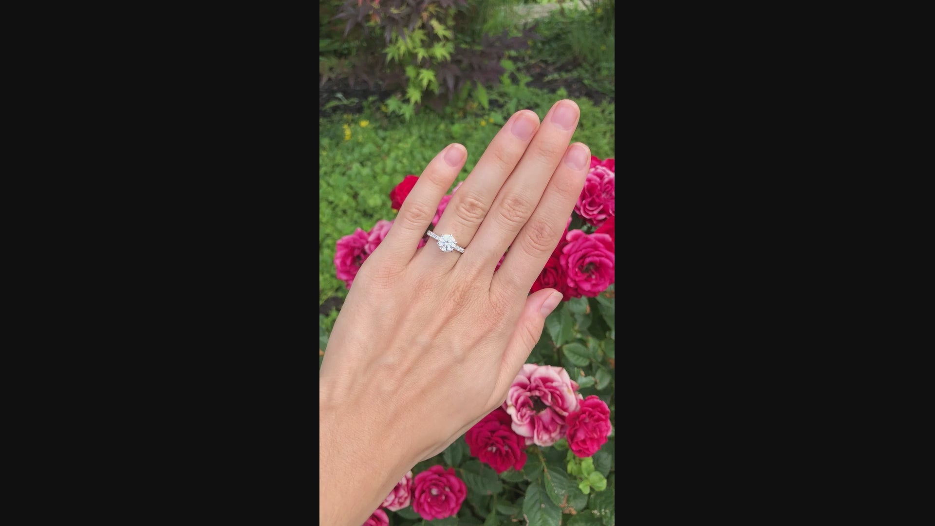 14k white gold 4 prong accented 2 carat round lab diamond engagement ring Quorri
