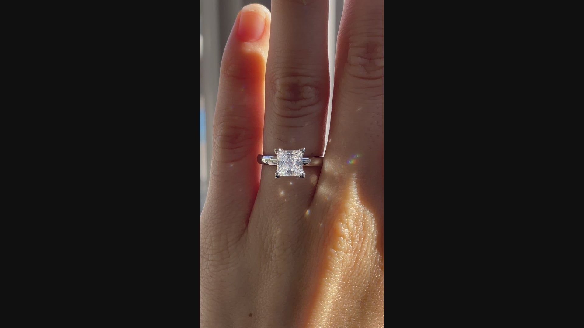 2 carat v prong princess cut lab grown diamond solitaire engagement ring