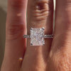 designer affordable 4 carat 18k white gold  under-halo accented radiant lab grown diamond engagement ring Quorri