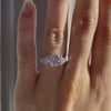 14k white gold three stone trilogy 2 carat round and trillion lab diamond engagement ring