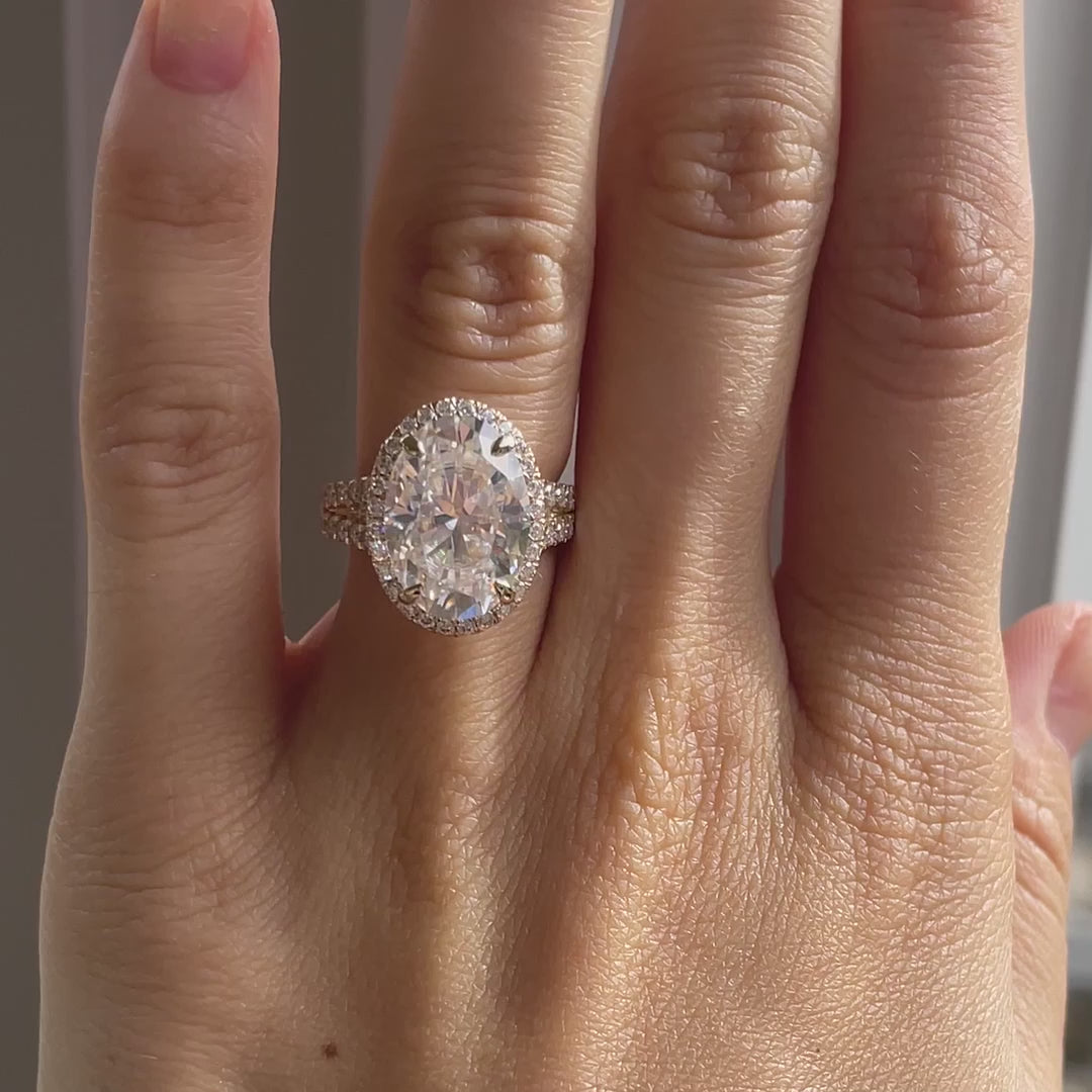 affordable designer split band 4 carat oval halo lab diamond engagement ring Quorri