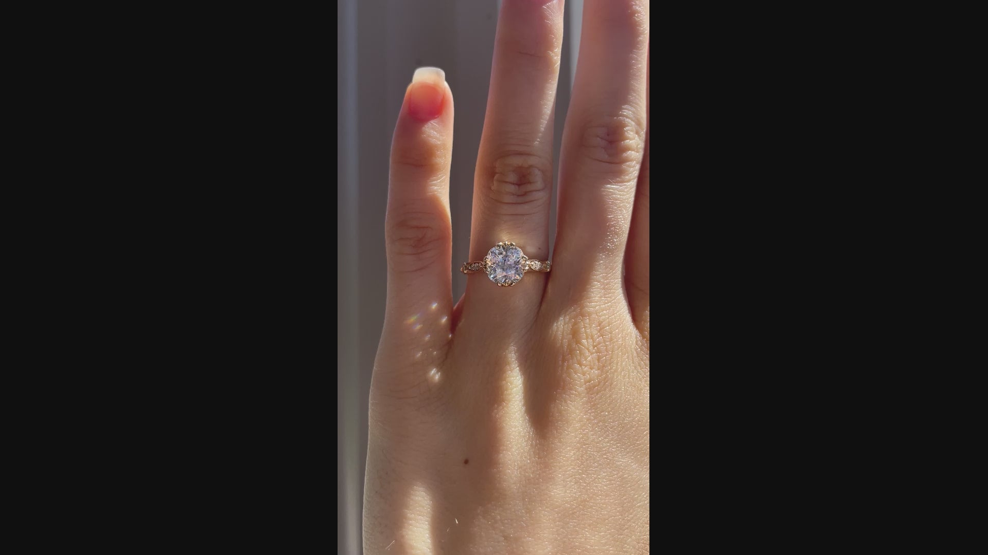 rose gold 3 carat designer vintage claw prong cushion lab made diamond engagement ring Quorri Canada