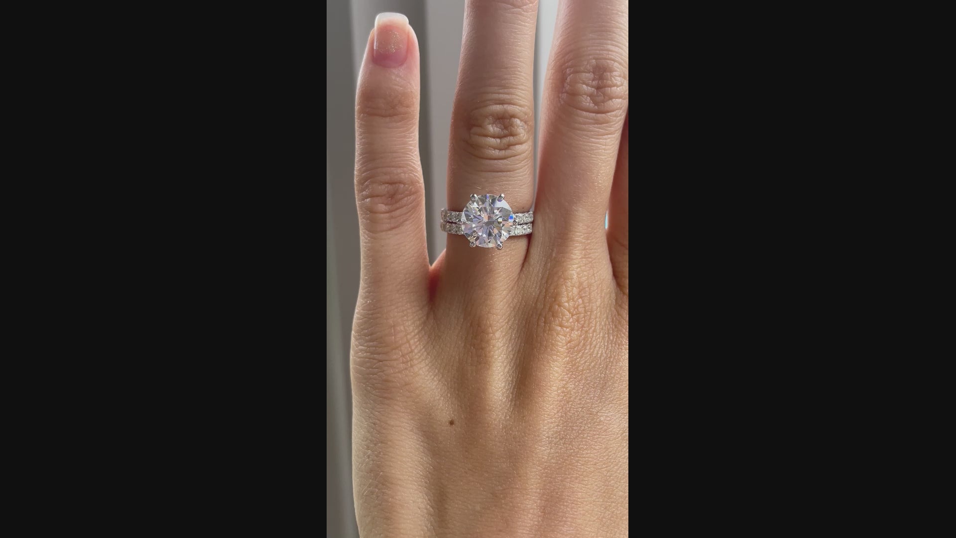 3 carat accented round lab diamond engagement ring with matching band