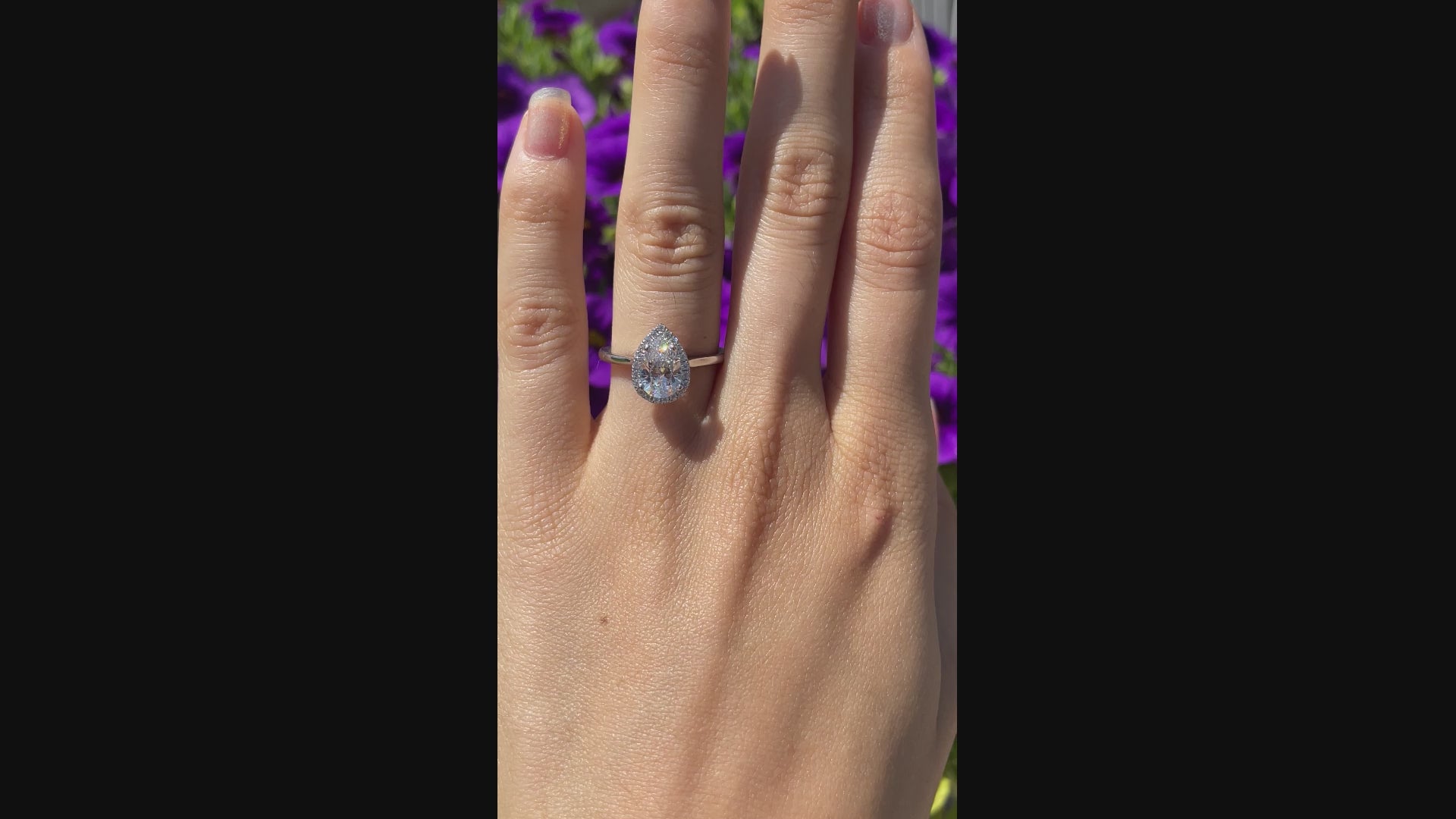 affordable 2 carat pear halo lab diamond engagement ring Quorri Canada