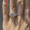 designer Vera Wang inspired 18k yellow gold three stone 3 carat round lab grown diamond engagement ring Quorri Canada