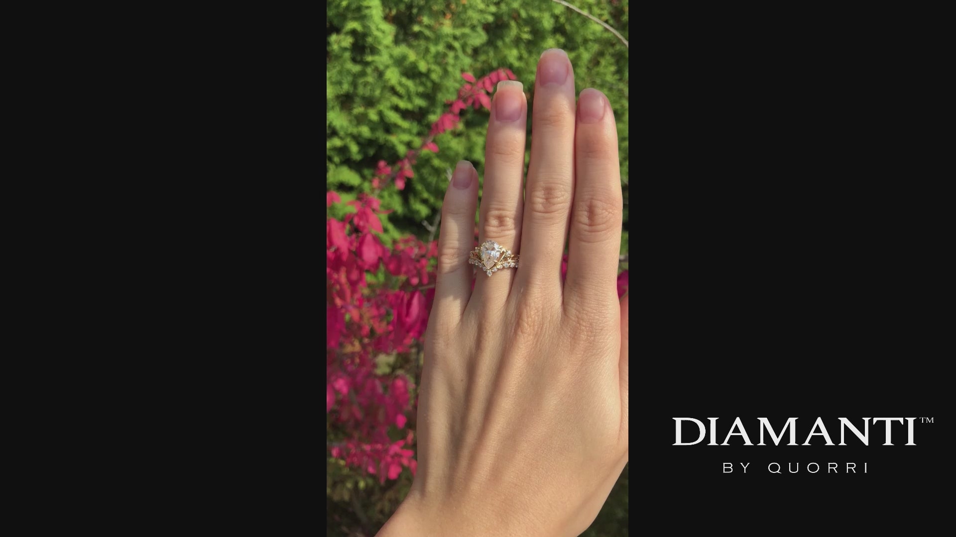 18k yellow gold designer antique claw prong 2.5 carat pear lab diamond engagement ring Quorri Canada